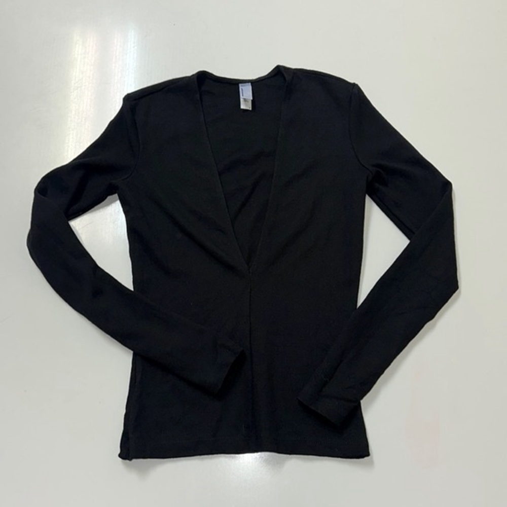 American Apparel Black Long Sleeve V-Neck Tee